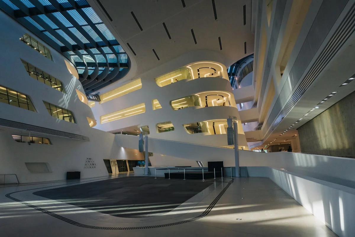 Modern hospital corridor in Austria